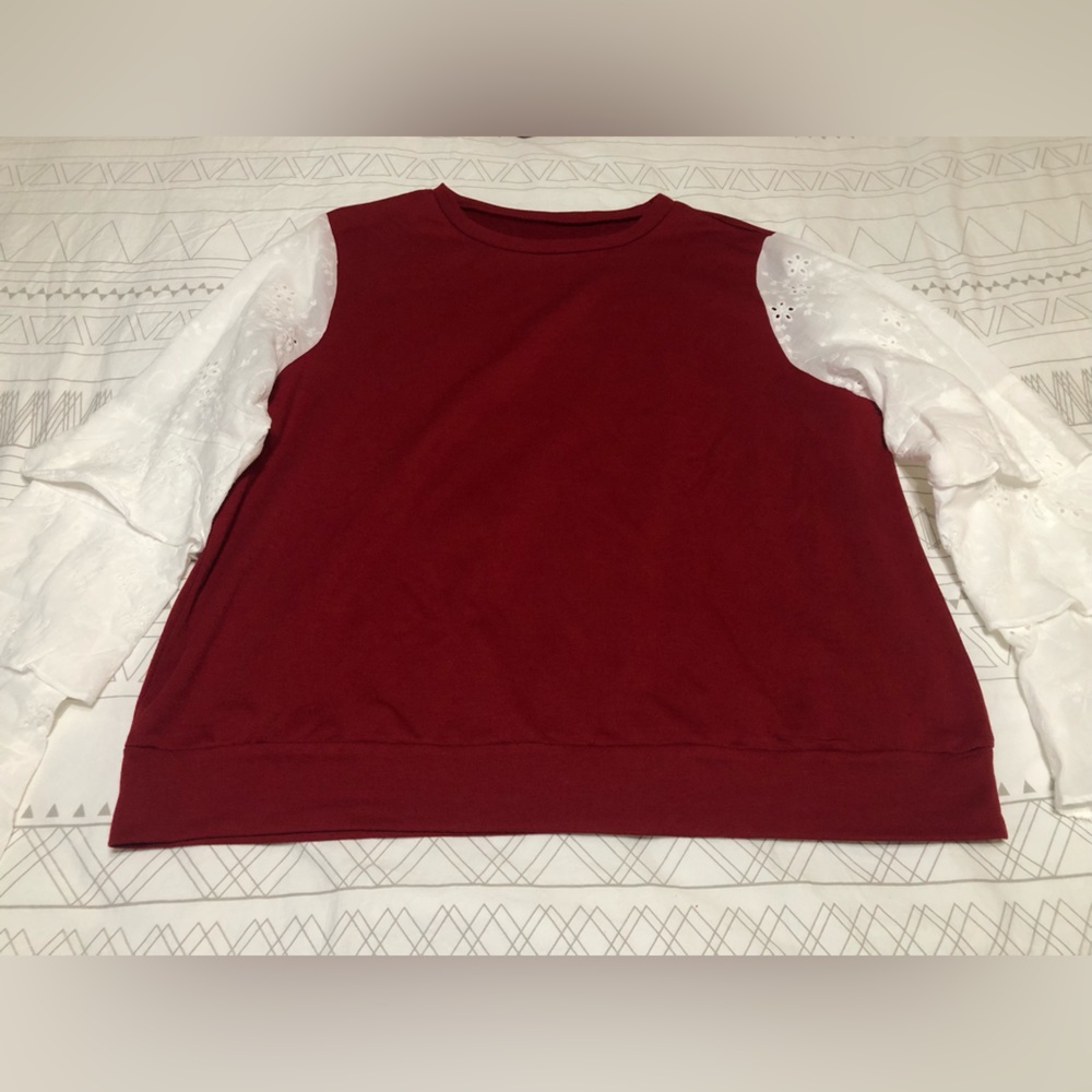 Sweatshirt with Ruffle Bell Sleeves NWOT